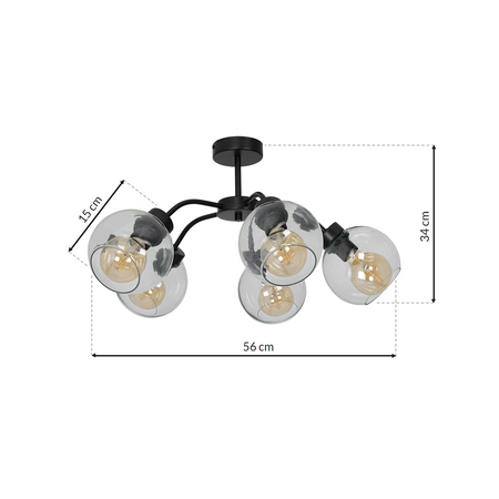 Nowoczesna lampa sufitowa SOFIA CLEAR 5xE27