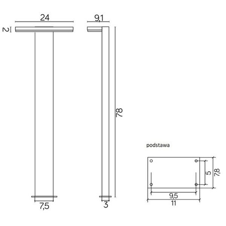 Słupek oświetleniowy nad ścieżkę wys. 78cm FLER 17602-780 DG | ciemny popiel