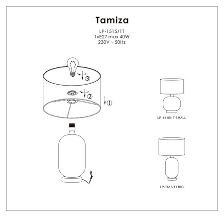 Lampa stołowa/biurkowa Tamiza, mała, czarny/złoty, 1x40W E27