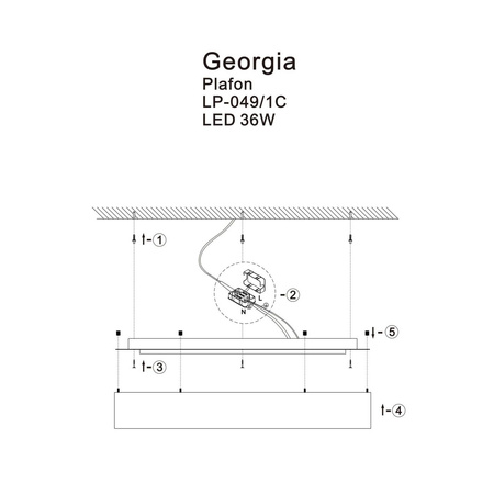 Nowoczesna lampa sufitowa LED 36W GEORGIA 3000K ciepła śr. 60cm | czarny