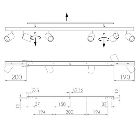 Lampa punktowa EYE SPOT BLACK 119cm VI