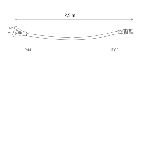 Kabel zasilający do girlandy ogrodowej FESTOON LIGHTS 2,5m IP44 | czarny 7871