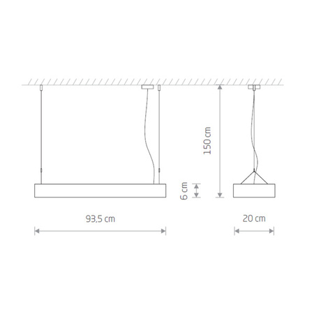 Lampa wisząca SOFT LED WHITE dł. 93,5cm 2xLED TUBE T8 | biały