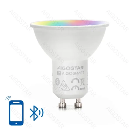 Żarówka LED sterowana Bluetooth Easy smart RGBW + CCT barwa 2700 - 6000K + 4,9W GU10 SMART Simply multikolor