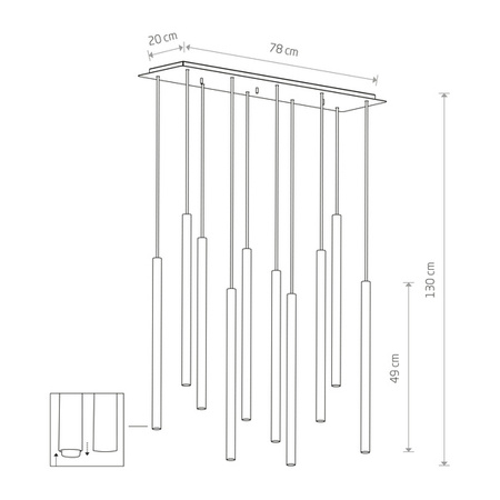 Lampa wisząca LASER X dł. 78cm 10xG9 | multikolor 10705