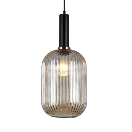 Lampa wisząca ANTIOLA z dymionym kloszem śr. 20cm E27 | czarny
