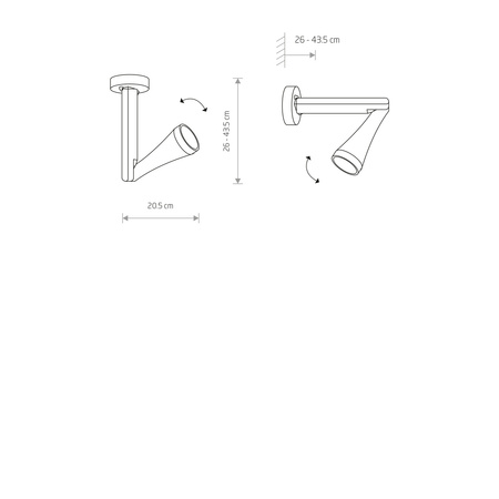 Kinkiet / lampa sufitowa OTTAWA regulowana 9562