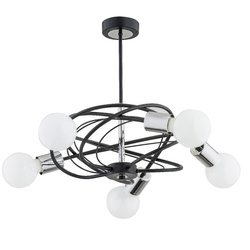 Lampa sufitowa LUER dł. 50cm 5xE27 | czarny/chrom