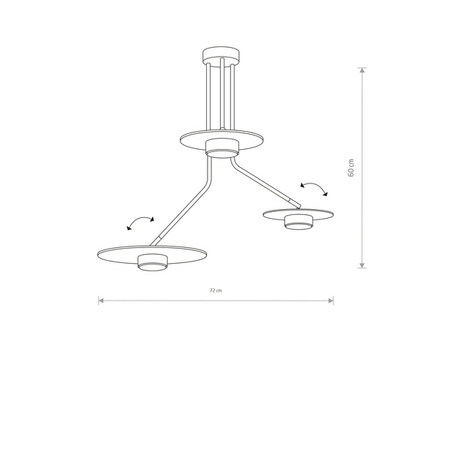 Lampa sufitowa DISK III szer. 72cm 3xGX53 | czarny/brązowy 7644