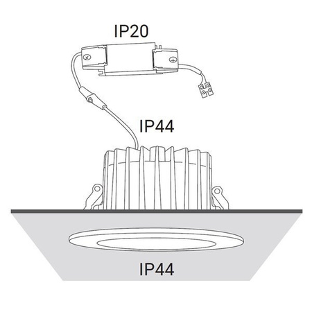 Downlight lampa sufitowa wpuszczana KEA 20W LED 4000K IP44 | biała