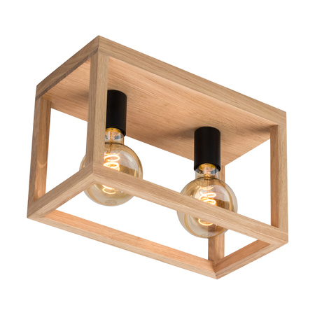 Lampa Sufitowa Kago 2xE27 Max.60W Dąb Olejowany/Czarny Metal 9154274