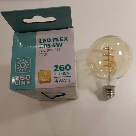 Żarówka filament spiral LED G95 4W E27 barwa ciepła 2700K