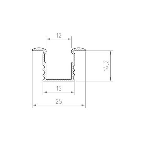 Profil LED P18-1 100cm szer. 12mm | do osłonek C1/C4 | srebrny