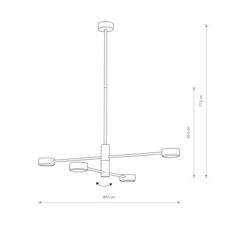 Plafon wewnętrzny do salonu ORBIT IV GX53 8W LED wys. 45-77cm | biały 7941