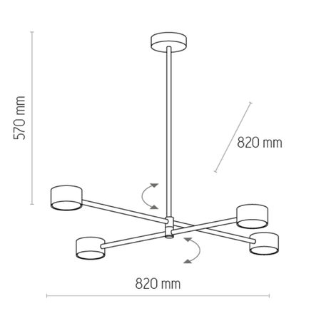 Lampa sufitowa loftowa DORA 6417 GX53 60W LED wys. 57cm | czarny 6417