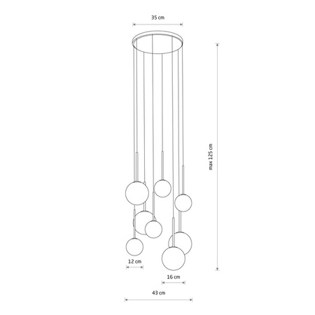 Lampa wisząca KARO VIII szer. 43cm 8xG9 | czarny 10934