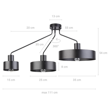 Nowoczesna lampa sufitowa JUMBO 3 czarny 31533