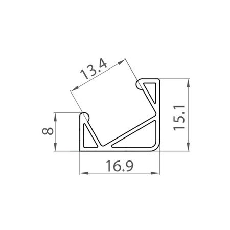 Profil LED P3-4 kąt 30/60 100cm szer. 13mm | do osłonek C1/C4 | biały