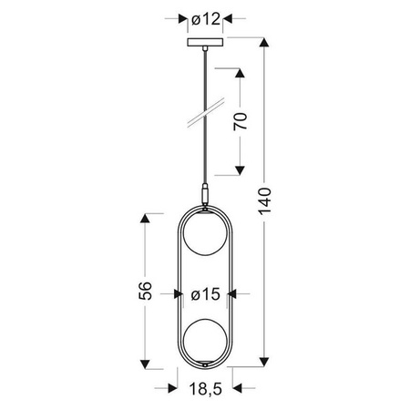 Cordel zwis 2x28w g9 czarny