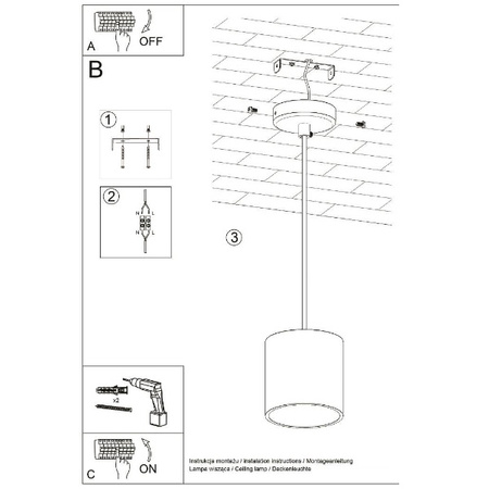 Lampa wisząca Sollux ORBIS 1 aluminium biały 12W LED, SL.0053