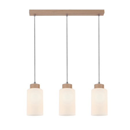 Lampa wisząca Bosco 3xE27 maks. 60W drewno brzozowe/białe szkło/przezroczysty kabel PVC 1720360