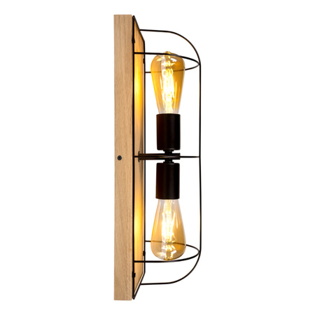 Lampa ścienna/sufitowa Netuno 2xE27 Max.15W LED Dąb Olejowany/Czarny Metal 92043274