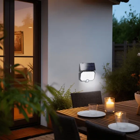 Kinkiet solarny LED dwuczęściowy z czujnikiem ruchu COB czarny 6500K