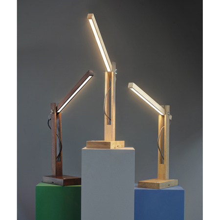 Lampa Stołowa Tukan 1xLED 24V Zintegrowana 753lm 3000K 5,5W Drewno Bukowe Orzech/Czarna Tkanina Kabel z Dotykowym Ściemniaczem 7530976