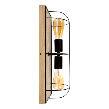 Lampa ścienna/sufitowa Netuno 2xE27 Max.15W LED Dąb Olejowany/Czarny Metal