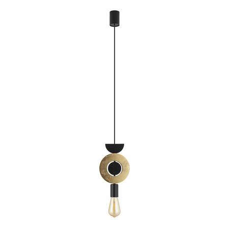 Lampa wisząca DROPS WOOD F wys. 216cm E27 | czarny/złoty 11180