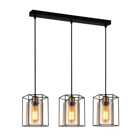 Lampa wisząca KALULA dł. 77cm 3xE27 | bursztynowy