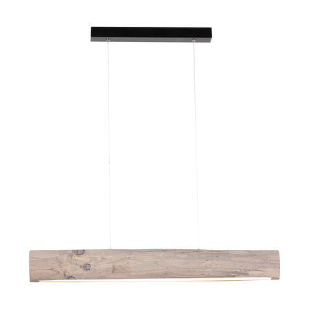 Lampa Wisząca Lucas 1xLED Samsung 24V Zintegrowana 2380lm 3000K 25,5W Bejcowana Sosna Szara/Czarny Metal/Przezroczysty Kabel PCV ze ściemniaczem dotykowym 69470104