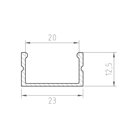 Profil LED P13-2 200cm szer. 20mm | do osłonek C15 | czarny