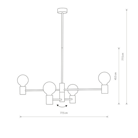 Plafon wewnętrzny loftowy RADIUS IV E27 60W wys. 77,5cm | czarny