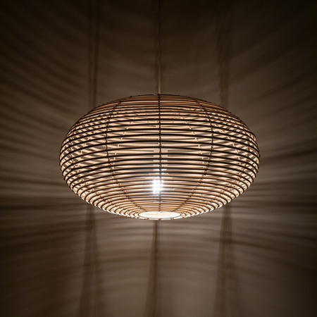 Lampa wisząca RATTAN M śr. 60cm E27 | naturalne drewno/biały