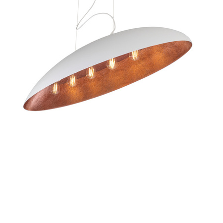 Lampa wisząca CANOE dł. 117cm 40W 5xE27 | biały/miedziany 10326