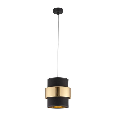 Lampa wisząca abażur z materiału do biura i domu CALISTO | czarny złoty 4377