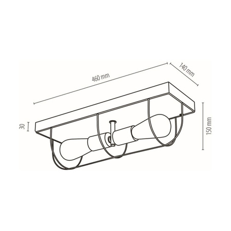 Lampa ścienna/sufitowa Netuno 2xE27 Max.15W LED Dąb Olejowany/Czarny Metal