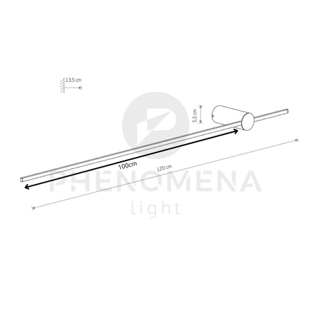 Kinkiet SABER LED L 120cm 16W barwa neutralna 4000K | czarny