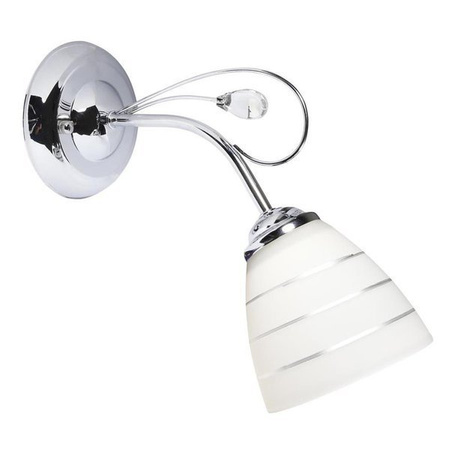 SIMPLI LAMPA KINKIET 1*40W E27 CHROM  Z KRYSZTAŁKIEM+KLOSZ Z PASKIEM