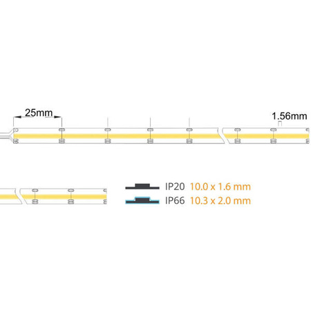 PRO TAŚMA LED COB CCT IP66 24V 16W 10mm 2700-6500K 1350lm | 5m