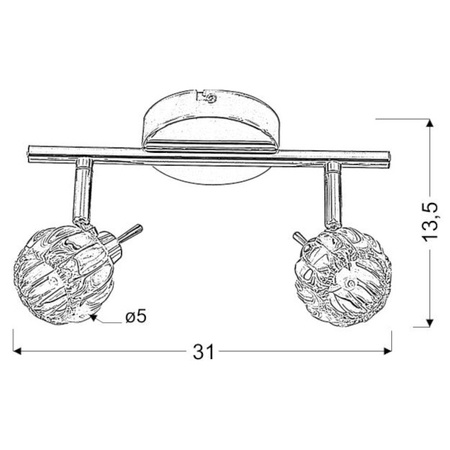 Nowoczesna lampa sufitowa/ścienna BOMBOLA listwa 92-70296 chrom 2xG9