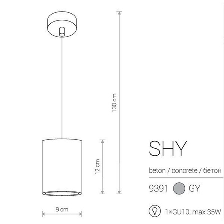 Lampa betonowa wisząca SHY 9391