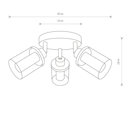 Lampa sufitowa pół plafon VISTA III 3x G9 IP44 śr. 35cm | chrom