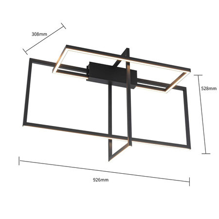 Lampa sufitowa Frame 3D, czarna, 60W LED, barwa neutralna 4000K