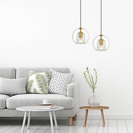 Lampa wisząca Arette 1, złoty/transparentny, 1x40W E27