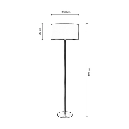 Lampa podłogowa Amor 1xE27 maks. 60W biały metal/przezroczysty kabel PVC/szary klosz z tkaniny 6010202910511