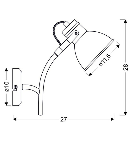 ZUMBA LAMPA KINKIET NA WYSIĘGNIKU 1X40W E14 BIAŁY+CZARNY