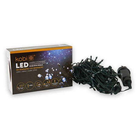 Lampki choinkowe LED z programatorem 8 tryb K100 IP44 BIAŁE