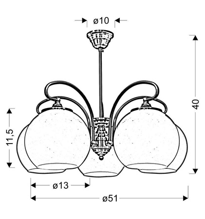 Lampa sufitowa ORBIT 35-69368 patynowa miedź 5x60W E27